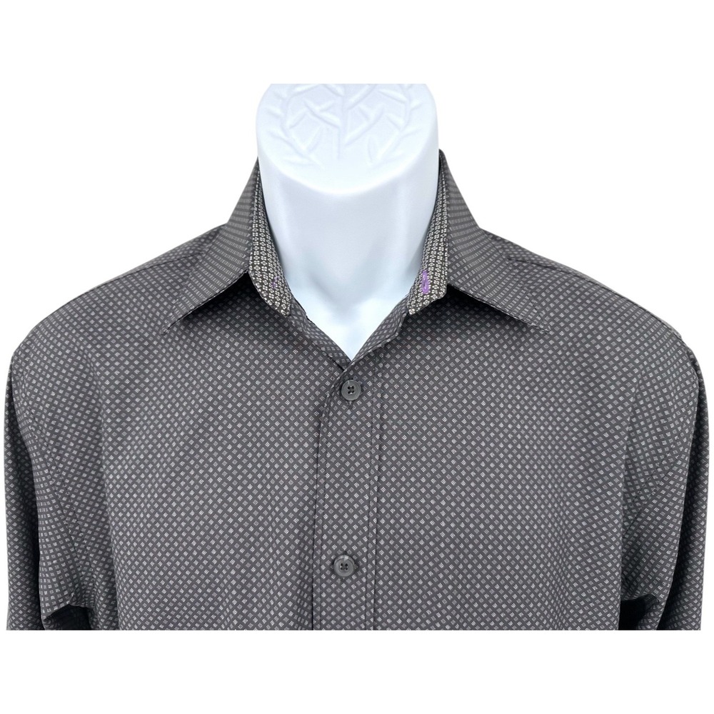 SOCIETY OF THREADS Black Diamond Slim Stretch No Iron Dress Shirt Mens Small NEW